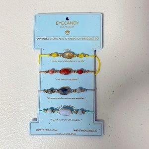 NWT Eye Candy 24K Gold Plated Brass adjustable Happiness Stone Bracelet Set.